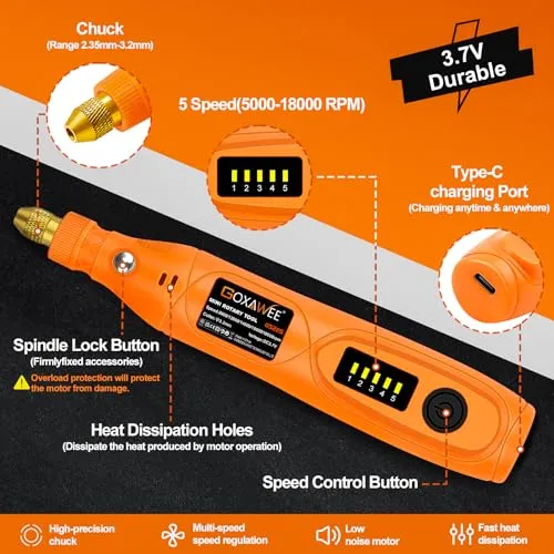 Goxawee Mini Cordless Rotary Tool Kit