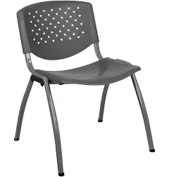 Flash Furniture Hercules Series 880 lb. Capacity Plastic Stack Chair with Titanium Gray Powder Coated Frame