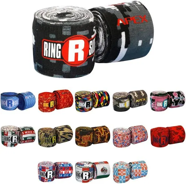 Ringside Apex 130” Boxing Hand Wraps Pair - Durable, Elastic Training Wraps with Hook & Loop Closure, Multi-Color Options, Perfect for MMA, Muay Thai, Kickboxing