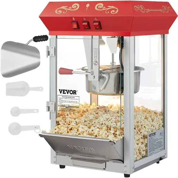 VEVOR Popcorn Machine 8 Oz Countertop Popcorn Maker 48 Cups