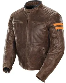 Joe Rocket Classic '92 Men's Leather On-Road Motorcycle Jacket - Brown/Orange/Medium