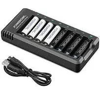 Rechargeable Battery AA with Charger 8 Pcs AA Rechargeable Batteries. POWEROWL