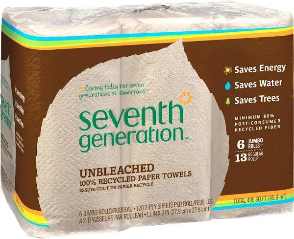 SEV13720CT - Seventh Generation Natural Unbleached 100% Recycled Paper Towel Rolls