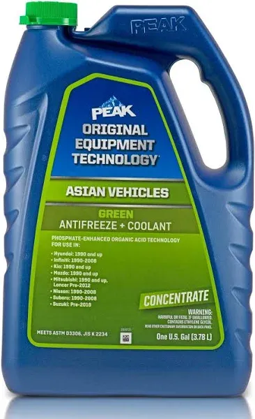 PEAK Original Equipment Technology Asian Vehicles Green Antifreeze and Coolant Concentrate