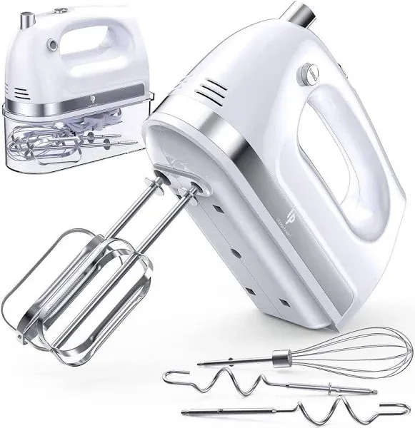 Hand Mixer Electric, 400W Food Mixer 5 Speed Handheld Mixer, 5 Stainless Steel Accessories, Storage Box, Kitchen Mixer with Cord for Cream, Cookies, Dishwasher Safe, Black