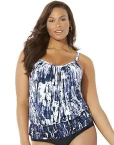 Plus Size Women's Lightweight Scoop Neck Blouson Tankini Top by Swimsuits For All