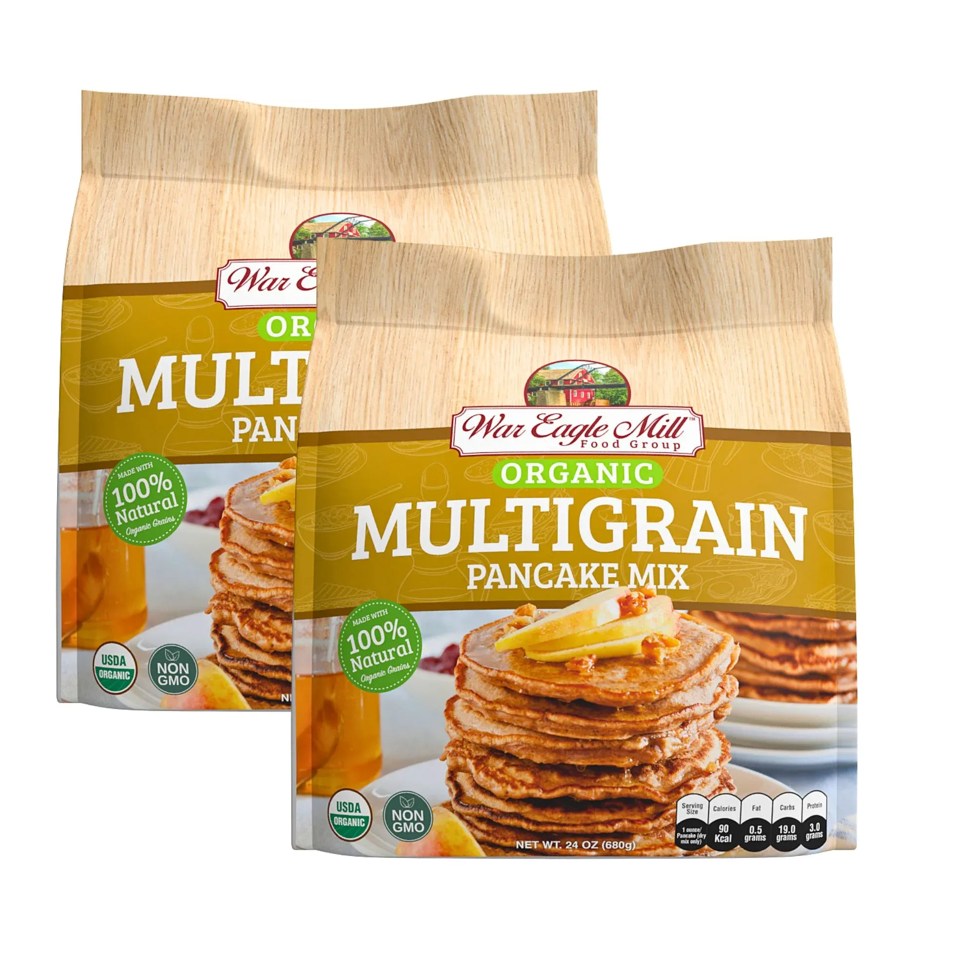 War Eagle Mill Multigrain Pancake Mix, Organic, 24 oz Bag (2 Pack)