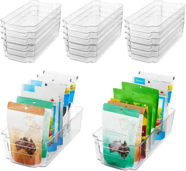 HOOJO 14pcs Clear Plastic Refrigerator Organizer Bins