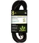 Go Green Power Inc. (GG-13708BK) 16/3 SJTW Outdoor Extension Cord, Black, 8 ft