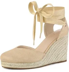 Allegra K Women's Closed Toe Espadrilles Wedges Tie Up Wedge Sandals