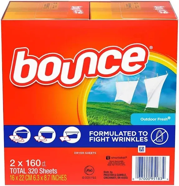 Bounce Dryer Sheets, Outdoor Fresh, 320 Sheets