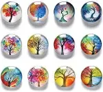 COSOW 12Pcs Glass Strong Magnetic Refrigerator Magnet Fridge Sticker