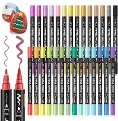 Shuttle Art 28 Metallic Colors Dual Tip Acrylic Paint Markers