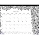 Blueline 2024 DoodlePlan Monthly Coloring Desk Pad Calendar, 12 Months, January to December, 22" x 17", Botanica Designs (C2917311-24)