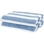 Luxurious 100% Cotton Sky Blue Stripe Pool Towels - Absorbent, 30&#034; x 60&#034;, 2 Pack