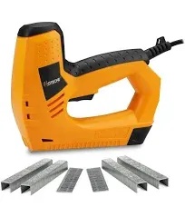 Hoteche Electric Brad Nailer/Stapler - 2-in-1 Power Staple Gun & Nail Gun for Woodworking & Upholstery - Includes 100Pcs 19/32-Inch Brad Nails & 400Pcs 3/8-Inch Staples