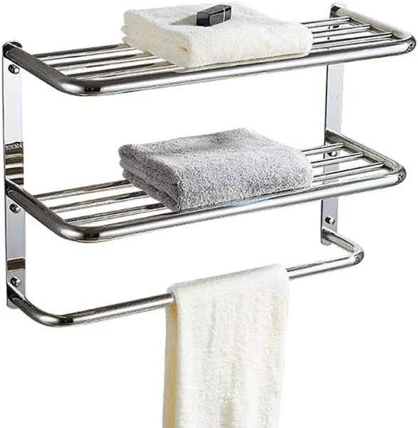 30 Inch Bathroom Shelf 3-Tier Wall Mounting Rack with Towel Bars, Extra Long