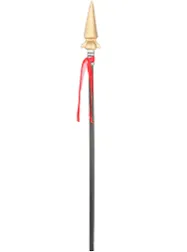 Deluxe Spartan Spear Costume Accessory Robust Foam Shaft, 40" Long, Foam Spearhead, Red Fabric Accent, Ancient Rome Warrior Theme