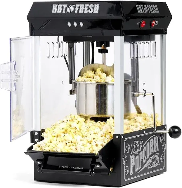 Nostalgia Kettle Popcorn Maker 390-Watts 2.5 oz. w/Measuring Spoon Plastic Black