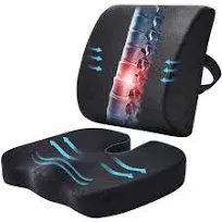 WMM Seat Cushion & Lumbar Support Pillow for Office Chair, Car Seat Wheelchair Travel, Reduce Tailbone Pressure for Lower Back, Tailbone, Sciatica, Hip Pain Relief