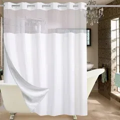 conbo Mio Extra Wide Hotel Fabric Shower Curtain with Snap in Liner for Bathroom Machine Washable Waterproof Repellent Shower cu