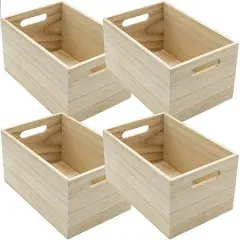 Sorbus Unfinished Wood Crates Organizer Bins Decorative Wooden Boxes for Adults (4-Pack