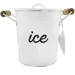 Farmhouse Enamelware Ice Bucket; Retro Style Insulated Metal Ice Server