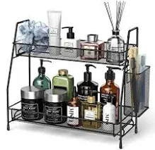 Bathroom Organizer Countertop, Spice Rack Organizer for Cabinet,Bathroom Counter Organizer, Kitchen Countertop Organizer, Perfume Organizer,Bathroom Vanity Organizer Black