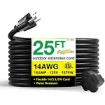 Go Green Power Inc. 16/3 25Ft Black Outdoor Extension Cord - Heavy