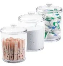 mDesign Plastic Laundry Shelf Storage Organizer Jar Holder Set for Laundry Room Storage - Holds Detergent Powder, Pods, Clothes Pins, Dryer Sheets, Scent Boosters - 3 Pack - Clear