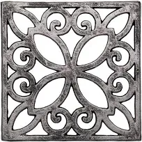 Comfify Decorative Cast Iron Trivet for Kitchen Or Dining Table | Square with Vintage Pattern - 6.5 x 6.5 | with Rubber Pegs/Feet - Recycled Metal | Vintage, Rustic Design | Gold with Black