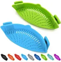 Qiunizadila 2 Pcs Clip on Strainer Pot Strainer for Pasta Meat Vegetables Fruit