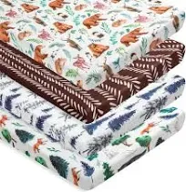 Unisex Woodland Forest Animals Fitted Baby N Play Sheets