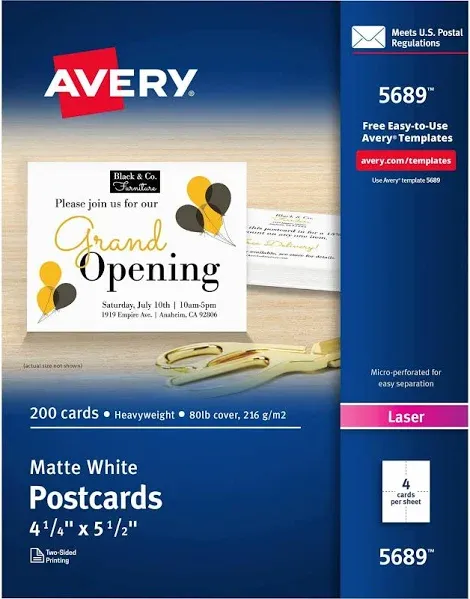 Avery Laser Postcards