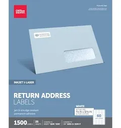 Inkjet/Laser Return Address Labels, Rectangle, 2/3" x 1 3/4", White, Pack Of 1,500