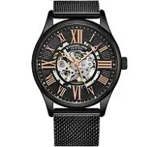 Stuhrling Original 3942 1 Automatic Skeleton Brown Leather Croc Strap Mens Watch