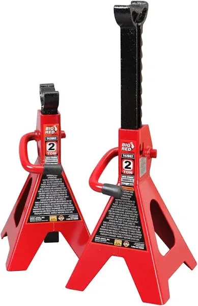 BIG RED T42002 Torin Steel Jack Stands: 2 Ton (4,000 lb) Capacity, 1 Pair, Red