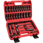 LLNDEI 3/8Drive Impact Socket Set,Standard Sae(5/16 to 3/4-Inch) Metric Size(8-22mm), 95 Piece, CR-V Steel Deep&Shallow Kit, Adapters, Ratchet Ha