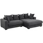 3 - Piece Upholstered Corduroy Sectional Sofa with Chaise- Dark Gray