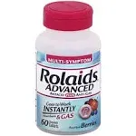 Rolaids Advanced Antacid Plus Anti-Gas, Multi-Symptom, Assorted Berries, Chewable Tablets - 60 tablets