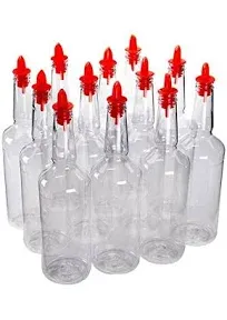 BestConcessions Dozen 12 Plastic Long Neck Bottles with Pourer