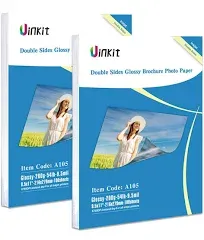 Double Sided Glossy Photo Paper - 200 Sheets Uinkit 8.5x11 Inches 9.5mil 200gsm