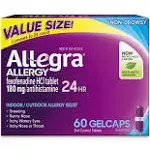 Allegra Allergy 60-Count 24 Hour Relief Gelcaps