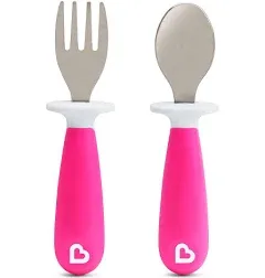 Munchkin Raise Toddler Fork and Spoon Set, 12+ Months, BPA Free, Pink