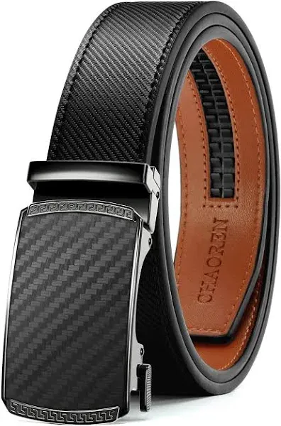 CHAOREN Leather Ratchet Belt for Men 1 3/8" for Dress Pants - Micro Adjustable Belt Fit Everywhere