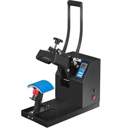 VEVOR Hat Press, Heat Press Machine for Caps with 3.5"×5.5" Curved Heating Element, Digital LCD Timer and Temperature Control, with LCD Timer and Temperature Control, Rigid Steel Frame - Black