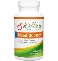 Blood Booster for Energy and Fatigue - Gentle Non-Constipating Iron Methylfolate and Other Coenzyme B Vitamins (180 Caps - Vegan Gluten Free