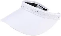 Glove It "Bling" Solid Collection Large 4" Brim Clip on Visor with Square Black Crystals-White or Black