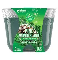 Glade Candle Pine Wonderland, Fragrance Candle Infused with Essential Oils, Air Freshener Candle, 3-Wick Candle, 6.8oz, 3 Count