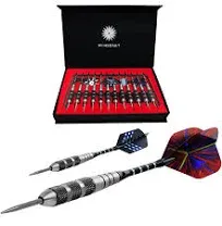 ADKX Steel Tip Darts 12 Pack Set with Nonslip Iron Barrel Aluminum Dart Shafts and Flights + Darts Sharpener + an Gift Box